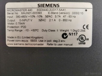 Prodám frekvenční měnič Simens Micromaster 440 - 2