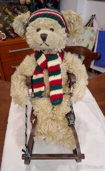 Retro plyšový medvídek na saních - 2
