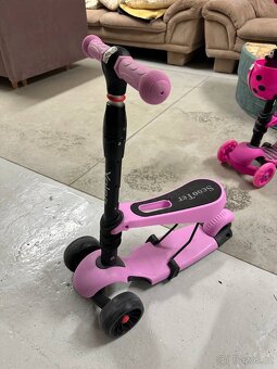 Dětská koloběžka – růžová, stabilní 3 kola - 2