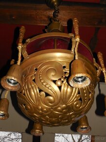 Rondo kubistický mosazný lustr art deco - 2