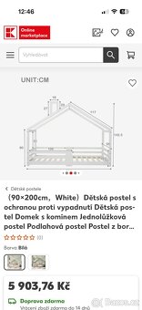Domečková postel s komínem 90x200 - 2