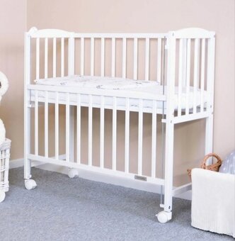 Dřevěná přístavná postýlka 90x40 bílá - 2