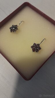 Stříbrné náušnice Granát - 2