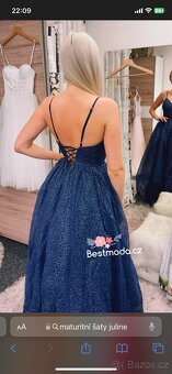 Tmavě modré maturitní plesové šaty S - 2