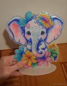 Diamantové malování, sedící slůně - 2