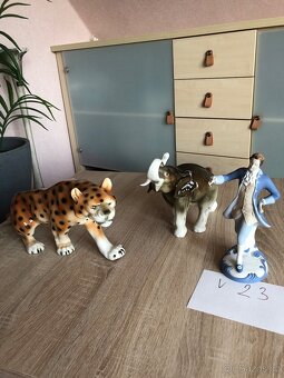 sošky slon, tygr Royal Dux, cibulak, miniatury - 2