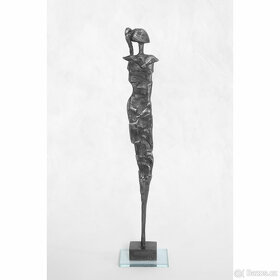 Dívka s copem, socha dívky kov cín dekorace originální umění - 2