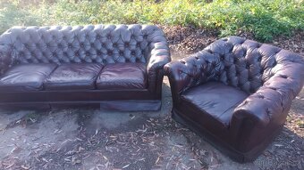 REZERVACE Kožená sedací souprava 3+2+1-CHESTERFIELD - 2