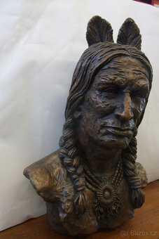 Indian - Indián, busta, bronz - 2