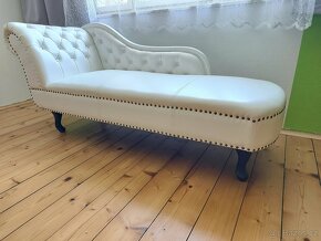 Bílá luxusní kožená lehoška sofa - 2