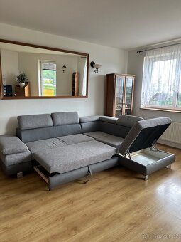 Moderní rozkládací rohová sedačka s úložným prostorem, šedá, - 2