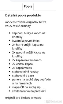 Kalhoty vz 95 + blůza celorocni orig. vojenske Koutný - 2