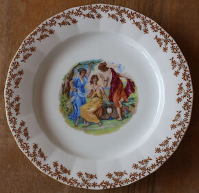 Talíř1 sběratelský, porcelán, motiv 3 grácie, antika - 2
