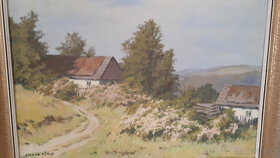 Otakar Hůrka obraz Chalupa,olej,plátno 79x59cm - 2