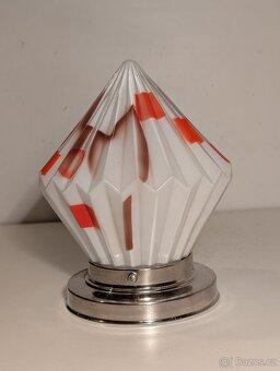 lustr niklovaná mosaz, Art Deco stropnice, původní stínido - 2