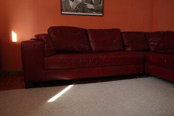 NATUZZI bordová kožená sedací souprava/ pohovka - 2