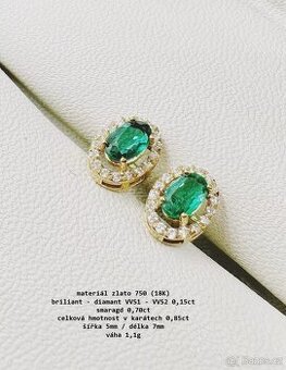 Zlaté náušnice s diamanty / brilianty NOVÉ - 2