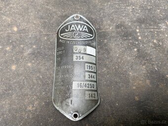 Jawa 350/354 Pulbuben - motor dvoupáka + štítek 1955 - 2