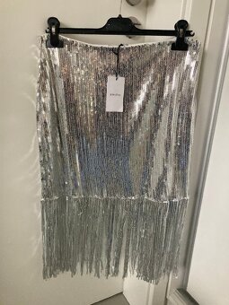 Flitrová sukně ala Gatsby - Nová - 38/40 - stříbrná - 2