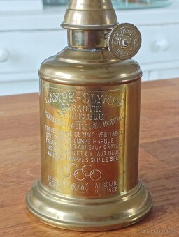 FRANCOUZSKÁ STAROŽITNÁ MOSAZNÁ LAMPA GAUDARD–OLYMPE,CCA 1925 - 2