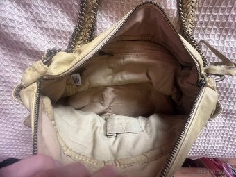 Kožená kabelka/brašna/taška žluto/zelená - 2