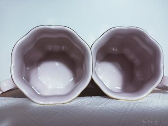 2x hrnek z růžového porcelánu s květem růže - 2