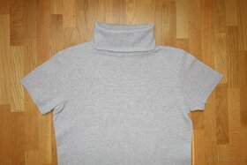 Šedé dámské tričko krátký rukáv s rolákem vel. XS - 2