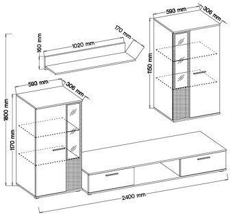 Obývací stěna bílá - dveře MDF - 2
