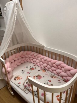 Postýlka TWEETO-kombinace bílé a naturálního dřeva - 2