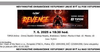 Clash of the Stars 12 – 2 vstupenky na plochu A - 2