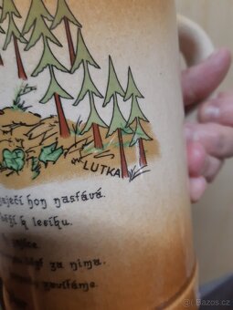 Pivni tuplák korbel myslivecký motiv podpis Lutka - 2