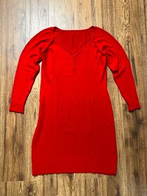 Sexy jasně červené pletené zimní šaty (42/44) - 2