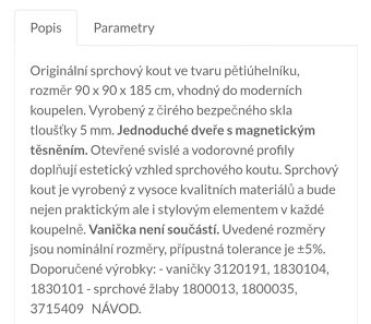 Nepoužitý sprchový kout - 2