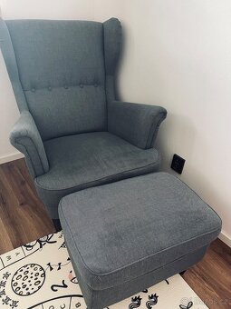 Křeslo ušák IKEA šedé - 2