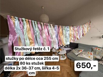 Svatební výzdoba - stužkové řetězy pastelové - 2