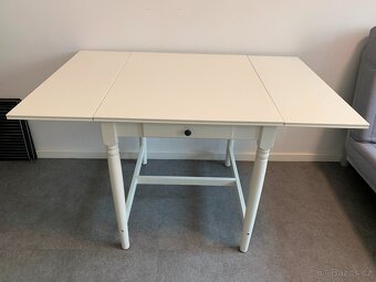 Dřevěný bílý stůl IKEA INGATORP - 2