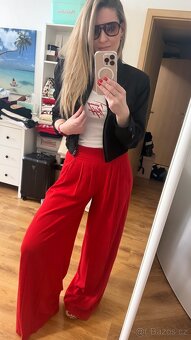 Široké červené kalhoty vel. S - 2
