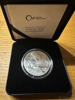 Stříbrná uncová investiční mince Český lev 2023 s hologramem - 2