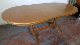 Rustikální, dubový, rozkládací stůl. Ovál. - 2