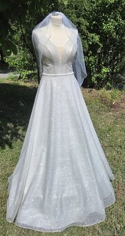 NOVÉ elegantní svatební šaty TŘPYTIVÉ - 2