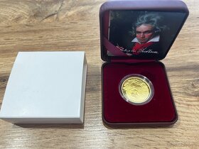 Zlatá poluncová minca Ludwig van Beethoven proof - 2