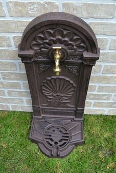 Litinová výlevka - umyvadlo - kašna MUŠLE 69 cm - hnědá - 2