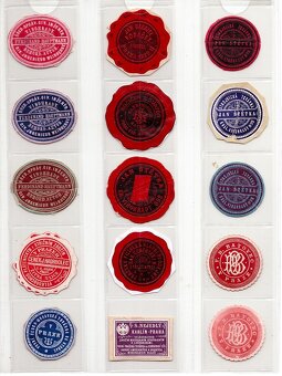 PRAHA - velká sbírka starých papírových pečetí - 151 ks - 2