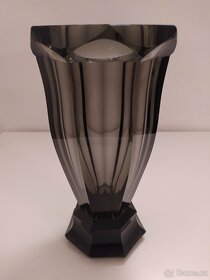 Starožitná skleněná Art Deco hranovaná váza, Rudolf Hloušek - 2