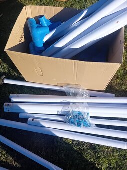 Konstrukce k bazénu 3,05, schůdky a plachta - 2