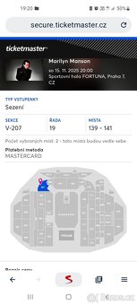 Marilyn Manson 15.11.25 sezení sektor 207 - 2