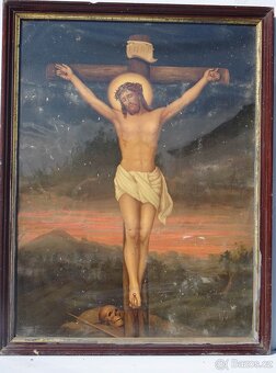 Staré obrazy v dřevěném rámu . - 2