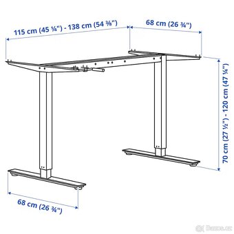 IKEA TROTTEN - polohovací stůl - 120/160 cm - 2