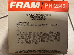 olejový filtr FIAT / ZASTAVA veterán FRAM PH 2843 - 2