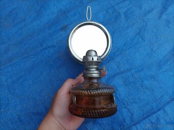 Skleněná petrolejová lampa se zrcadlem, zn. Mars - 2